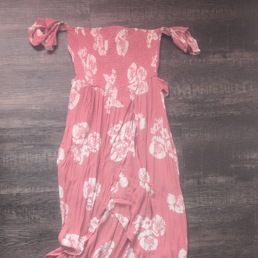 Floral Pink Off-Shoulder Kids Dress